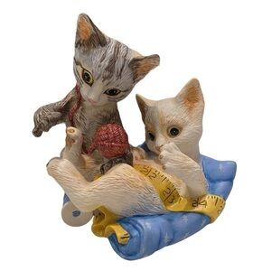 Franklin Mint Porcelain Rascals by Gail Ferretti Hand Painted Cat & Kitten 1988